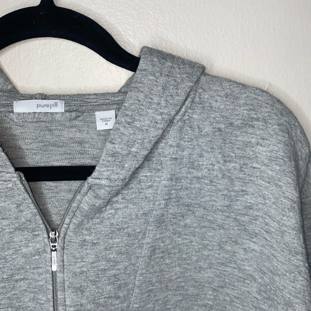 🐆J. Jill | Pure Jill Gray Hooded Pullover with Kangaroo Pocket, 1/4 zip! - Picture 1 of 12